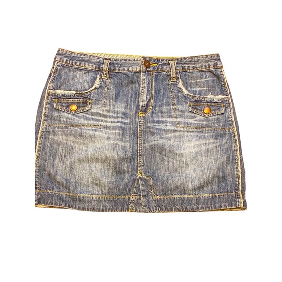 Tommy Hilfiger Dresses & Skirts - Tommy Hilfiger Denim Mini Skirt Medium Wash Distressed Y2K Size 12